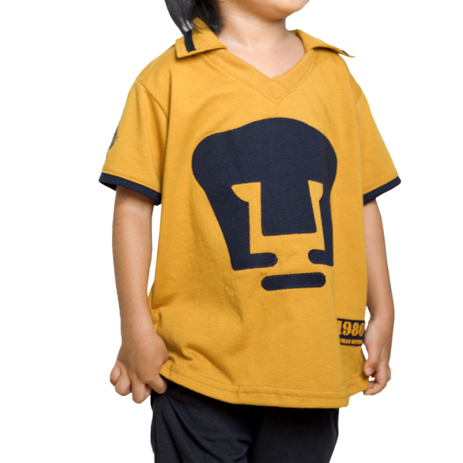 Playera PUMAS RETRO 1980 oro/azul infantil