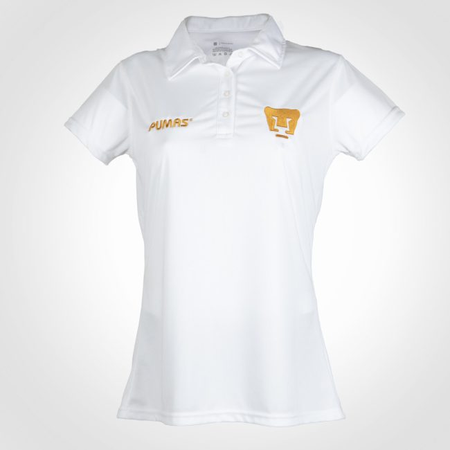 Playera Pumas UNAM Polo Blanca/Oro Sport Mujer