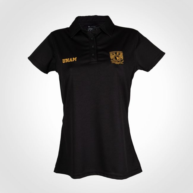 Playera Pumas UNAM Polo Negra/Oro Sport Mujer