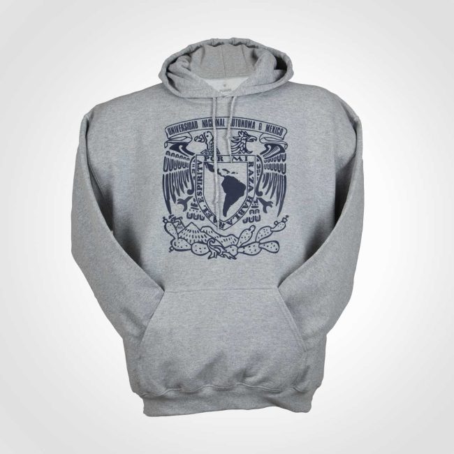 Sudadera UNAM Gris/Azul Basic Escudo Unisex