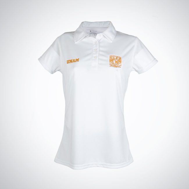 Playera UNAM Polo Blanca/Oro Sport Mujer