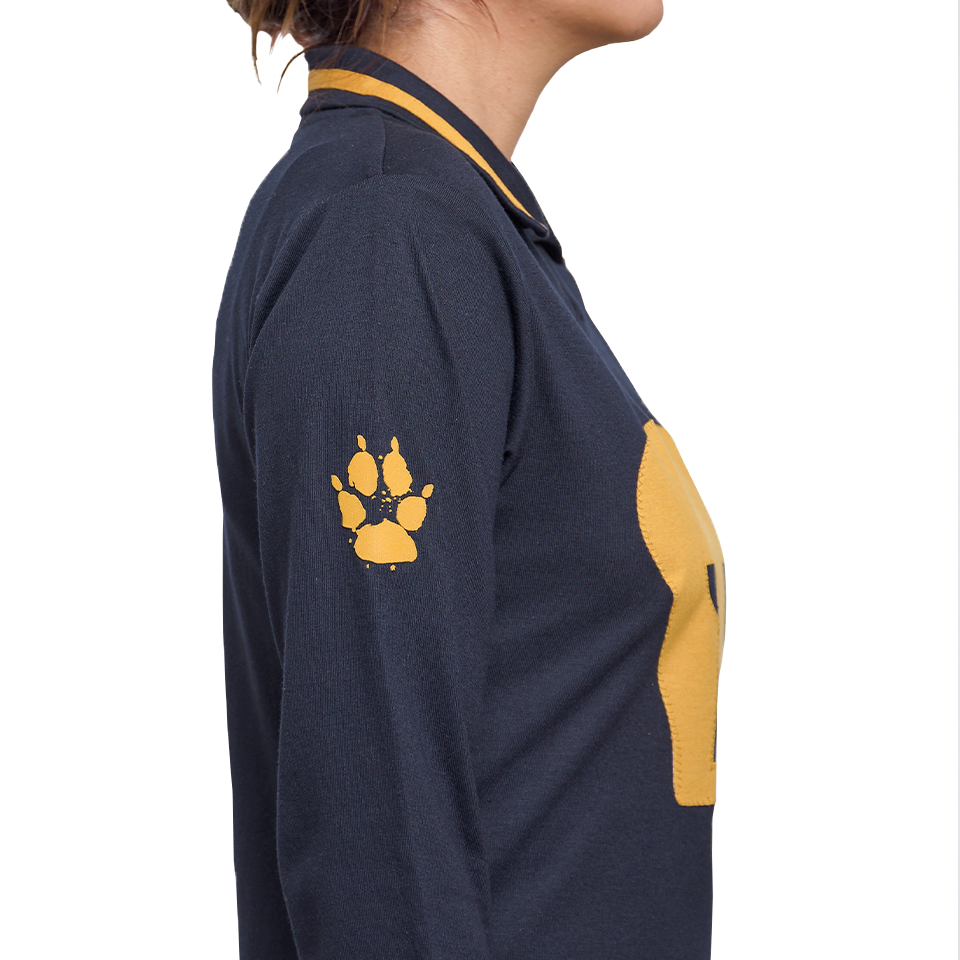 Playera PUMAS RETRO 1980 azul/oro dama manga larga