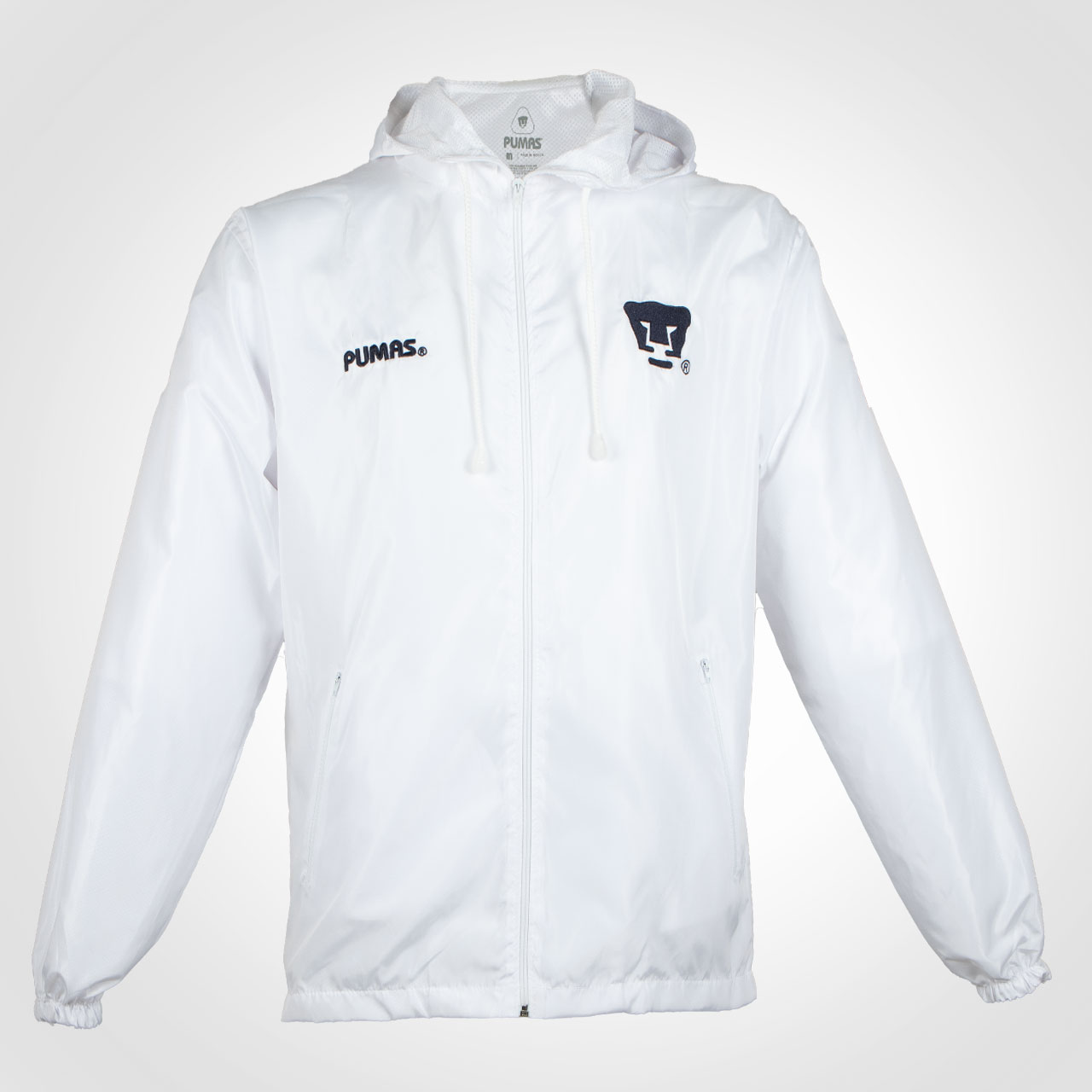 Chamarra Pumas UNAM Blanco/Azul Rompevientos Sport Hombre
