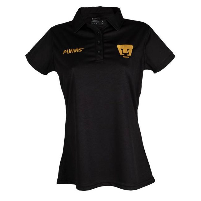 Playera UNAM Polo Negra/Oro Sport Mujer