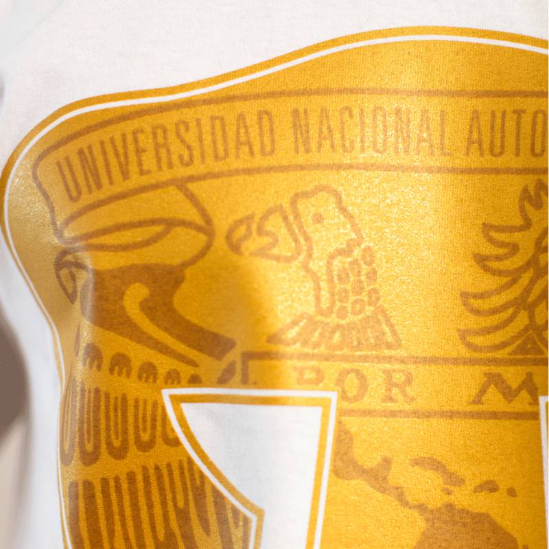 Playera Pumas UNAM Blanco/Oro Sin Manga Basic Silueta Unisex